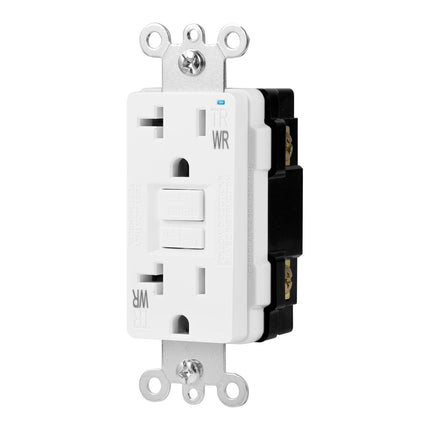 Amazon Basics Weather-Resistant Tamper-Resistant GFCI Receptacle with LED Indicator, Self-Test Feature, Ground Fault Circuit Interrupter for Indoor or Outdoor Use, 20 Amp, White