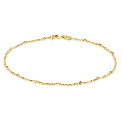 CANNCI 14K Gold Anklets for Women Ankle Bracelets for Women Waterproof Beaded Anklets Charm Jewelry Everyday Wear Sizes 9-11 Inches (10, Inches)