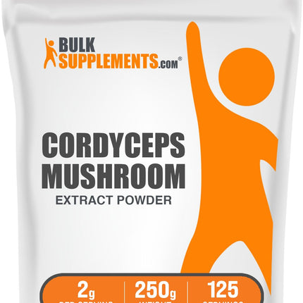 BulkSupplements.com Cordyceps Mushroom Extract Powder - Cordyceps Sinensis, Mushroom Supplement - Vegan & Gluten Free, 2g per Serving, 250g (8.8 oz) (Pack of 1)