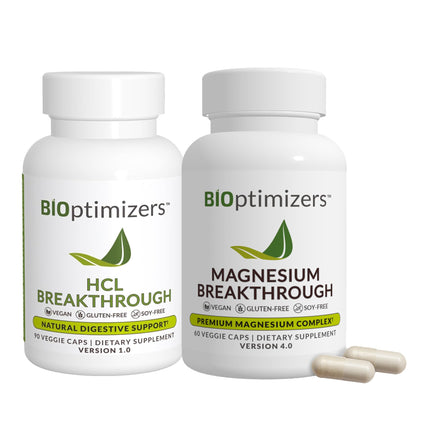 BiOptimizers - Magnesium Breakthrough (60 Capsules) and HCL Breakthrough (90 Capsules) Supplement Bundle