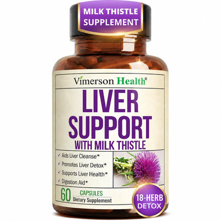 Vimerson Health Liver Cleanse Detox & Repair - Milk Thistle Supplement with Dandelion Root, Artichoke & Zinc for Liver Support, Healthy Digestion, Energy with Milk Thistle Extract, 60 Capsules
