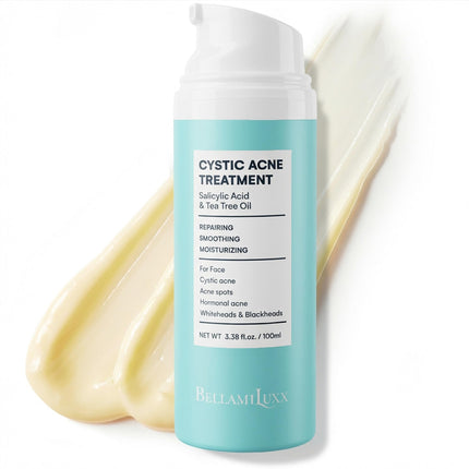 BellamiLuxx Cystic Acne Treatment for Face: Hormonal Acne Treatment Cream for Teens & Adults - Salicylic Acid & Tea Tree Oil Pimple Spot Remover - Anti-Acne Moisturizer Reduces Redness, Blemishes