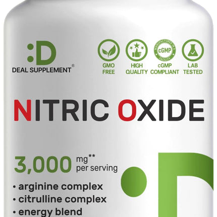 Nitric Oxide Supplement 3,000mg, 300 Capsules | 12-in-1 Complex for Men & Women – Arginine, Citrulline, Korean Red Ginseng, Tongkat Ali, Maca Root, & Marshmallow Blend*