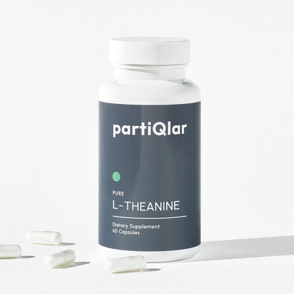 partiQlar L-Theanine Supplement 200mg – Double Strength L Theanine for Calm Focus, Caffeine Synergy & Sleep Support – 60 Vegetarian Capsules
