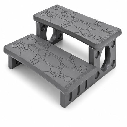 XtremepowerUS Premium Multi Purpose 2-Step Spa Hot Tub RV Campers Deck Steps Deck, Spa, Hot Tub, Bathtub, Swimming Pool Sided Step Non-Slip Steps for Outdoor/Indoor (Gray)
