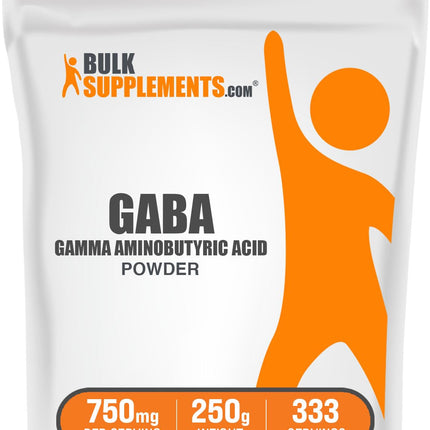 BulkSupplements.com GABA Powder - Gamma Aminobutyric Acid, GABA Supplement, Amino Acid Supplement - Gluten Free, 750mg per Serving, 250g (8.8 oz) (Pack of 1)