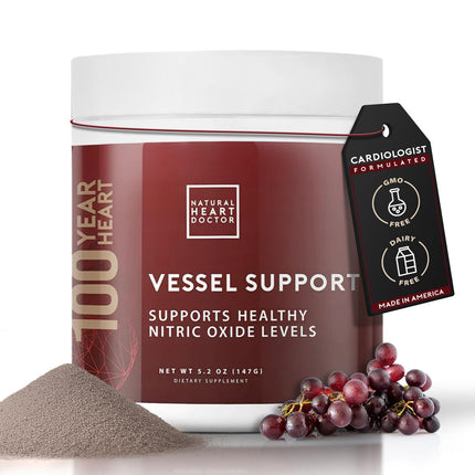 Natural Heart Doctor Vessel Support High Blood Pressure Supplement - Nitric Oxide Supplement with L-Arginine & Grape Seed Extract – Nitric Oxide Booster for Vascular Wellness - Made in USA - 5.2 Oz