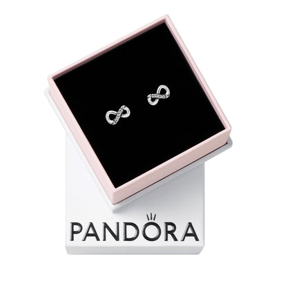 PANDORA Sparkling Infinity Stud Earrings - Stunning Women's Earrings - Gift for Her - Sterling Silver & Cubic Zirconia - with Gift Box