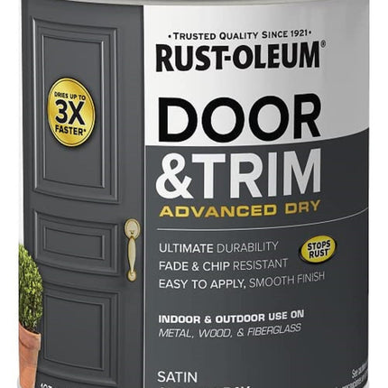 Rust-Oleum 369387 Advanced Dry Door & Trim Paint, Quart, Satin Alpine Gray