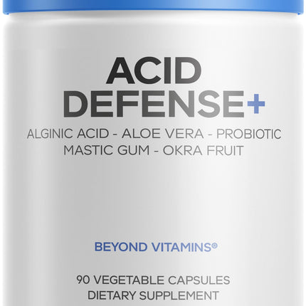 Codeage Acid Defense+ Supplement - Marshmallow Root, DGL Licorice, Aloe Vera, Probiotics, Alginic Acid, Zinc-L-Carnosine, Mastic Gum, Okra Fruit - Digestion Support - Non-GMO - 90 Capsules