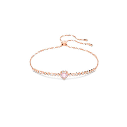 Swarovski One bracelet, Heart, Pink, Rose gold-tone finish