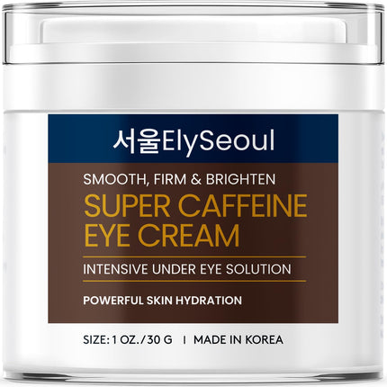 ElySeoul Korean Caffeine Collagen Eye Cream: Puffiness & Dark Circles Under Eye Treatment - Anti-Aging with Peptides & Hyaluronic Acid, 1 oz / 30g