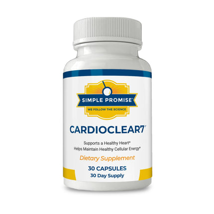 Simple Promise CardioClear7 CoQ10 with PQQ and Shilajit Supplement - Daily Heart Health, Circulation and Cellular Energy Support - Gluten Free, Non-GMO, cGMP Certified - Once Daily, 30 Capsules