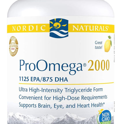 Nordic Naturals ProOmega 2000, Lemon Flavor - 2150 mg Omega-3 - 60 Soft Gels - Ultra High-Potency Fish Oil - EPA & DHA - Promotes Brain, Eye, Heart, & Immune Health - Non-GMO - 30 Servings
