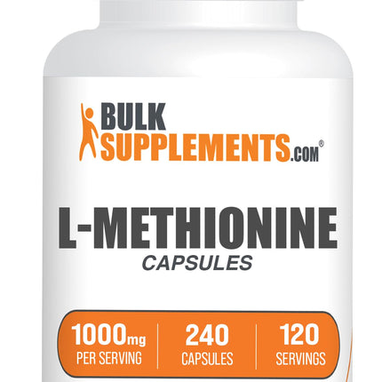 BulkSupplements.com L-Methionine Capsules - Amino Acids Nutritional Supplements, Choline Supplements, Antioxidants Supplement - Gluten Free, 2 Capsules per Serving, 240 Count (Pack of 1)