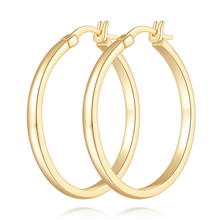 Aidomiya 14K Gold Hoop Earrings for Women 14K Gold Earrings for Women Gold Hoop Earring for Womens Hoops Understated Elegance with Smooth Lines Hoops Earring for Womens 20/25/30/40mm (30mm)