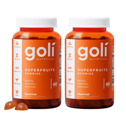 Goli Nutritional Supplement, SuperFruits Beauty Gummy Vitamin - 120 Count - Collagen-Promoting Ingredients - Mixed Fruit, Vegan, Plant-Based, Non-GMO, Gluten & Gelatin Free