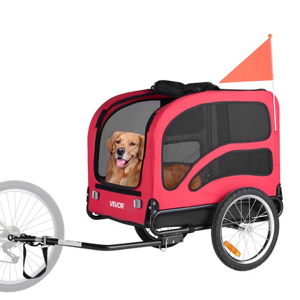 VEVOR Dog Bike Trailer, Supports up to 100 lbs, Pet Cart Bicycle Carrier for Small & Large Dogs, Easy Folding Frame with Quick Release Wheel, Universal Bicycle Coupler, Reflector, Flag, Internal Leash