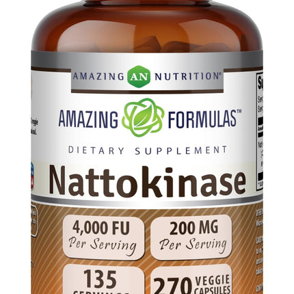 Amazing Formulas Nattokinase Dietary Supplement 100 mg Veggie Capsules Supplement | 2000 FU Enzyme Activity | Non-GMO | Gluten Free | Made in USA (270 Count)