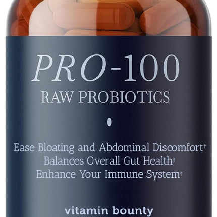 Vitamin Bounty Pro-100 Probiotic 100 Billion CFU - 13 Strains for Digestive Health & Immune Support - High Potency Probiotics for Women & Men - Delayed Release Capsules for Gut Health - 60 Count