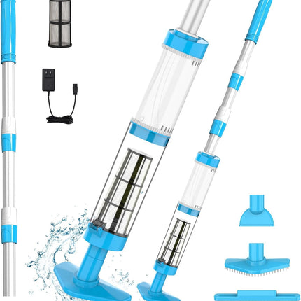 4 in 1 Cordless Rechargeable Small Pool Vacuum spa hot tub 90 Mins Running Time, 12 Gallons/Min Powerful Suction 2026 new (White Cyan)