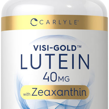Carlyle Lutein and Zeaxanthin Supplement | 40mg | 180 Softgels | Pills for Eyes | Eye Health Vitamins | Visi-Gold | Non-GMO and Gluten Free