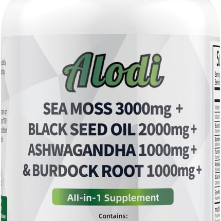ALODI Super Seaweed Blend Supplement - Contains KSM-66 Ashwagandha, Black Seed Oil, Burdock Root, Kelp, Supports Digestion, Sleep, and Immune Health