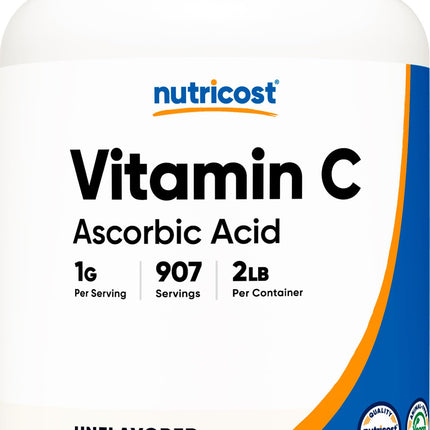 Nutricost Ascorbic Acid Powder (Vitamin C) 2 LBS - Gluten Free, Non-GMO
