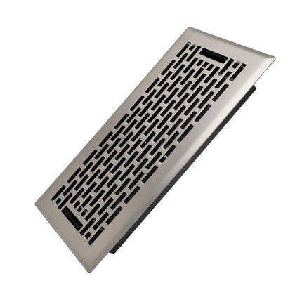 Howeall 4x10 Inches Heavy Duty Walkable Floor Register - Easy Adjust Air Supply Lever Decorative Floor Vent Covers - Boston Design Vent Covers for Home - Satin Nickel