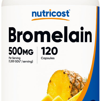 Nutricost Bromelain 500mg, 120 Vegetarian Capsules - Bromelain (1200 GDU), Non-GMO, Gluten Free