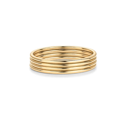 PAVOI 14K Yellow Gold Plated Stackable Thin Ring Set of 4