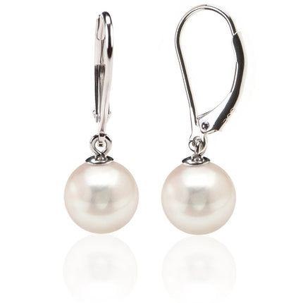 PAVOI 925 Sterling Silver Shell Pearl Earrings, Leverback Dangle Studs 8mm