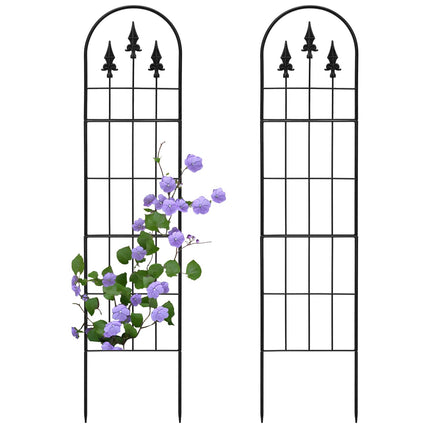 LATIHUUM 2 Pack 57.8" H x13 W Garden Trellis for Climbing Plants Outdoor, Rustproof Arched Metal Rose Trellis for Outdoor Indoor Roses Clematis Potted Climbing Plants Vines Flowers Decorative, Black