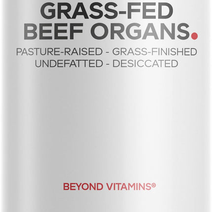 Codeage Grass Fed Beef Organs Supplement – Glandulars Supplements - Freeze Dried, Non-Defatted, Desiccated Liver, Heart, Kidney, Pancreas & Spleen Bovine Pills – Beef Vitamins - Non-GMO -180 Capsules