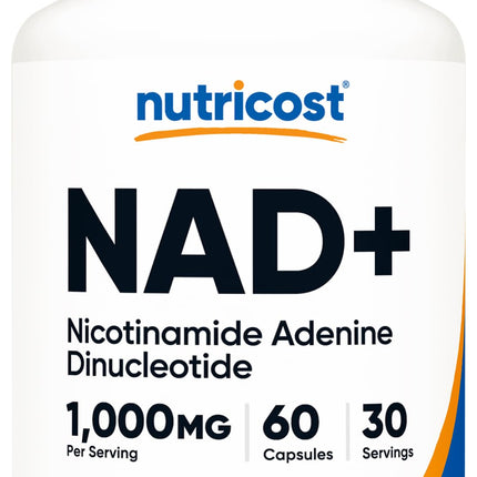 Nutricost NAD+ Supplement (1,000mg) 60 Capsules - Nicotinamide Adenine Dinucleotide, Vegan, GMO-Free, Gluten-Free, 30 Servings