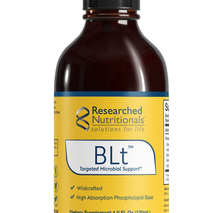Researched Nutritionals BLT - Advanced Microbial Support - Black Walnut Hull, Boneset Herb, Sarsaparilla & Lomatium Tincture - Phospholipid Delivery Complex for Maximum Absorption (4 fl oz)