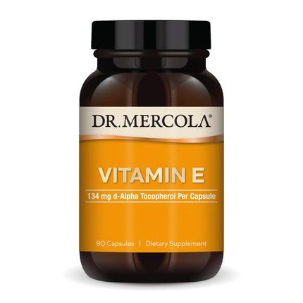 Dr. Mercola Vitamin E, 90 Servings (90 Capsules), 134 mg Per Capsule, Dietary Supplement, Supports Healthy Skin, Non-GMO