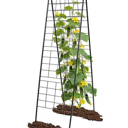 60"x16.2" Heavy Duty Steel A-Frame Garden Trellis for Climbing Plants – Rust-Proof Metal Trellis with Hardware Cloth, Perfect for Raised Beds,Cucumbers,Tomatoes & Outdoor Vines (Black)