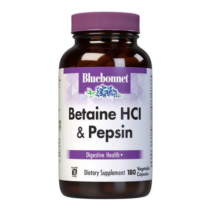 BlueBonnet Betaine HCI Plus Pepsin Vegetarian Capsules, 180 Count(Pack of 1)
