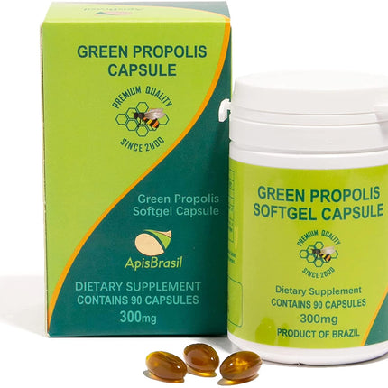 ApisBrasil Brazilian Green Propolis - Immune Support - 900mg Daily (3 Capsules x 300mg) - 90 Softgels