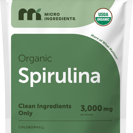 Micro Ingredients Organic Spirulina Supplement, 720 Tablets (4 Month Supply), No Filler & Non-GMO, Rich in Vegan Protein, Vitamins & Prebiotics, Premium Spirulina Pills