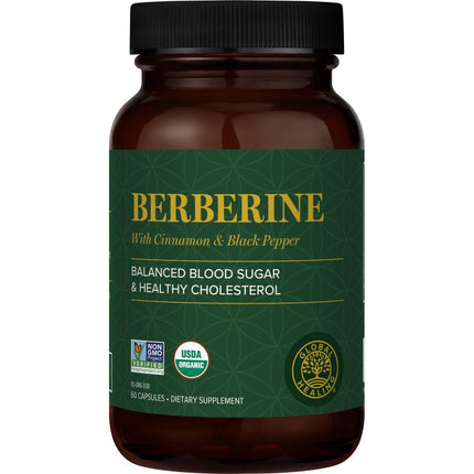 Global Healing Center - Organic Berberine (Berberina) with Ceylon Cinnamon & Black Pepper, 1200 mg- Extra Strength Berberine Supplement & Complex for Weight Loss (60 Capsules)