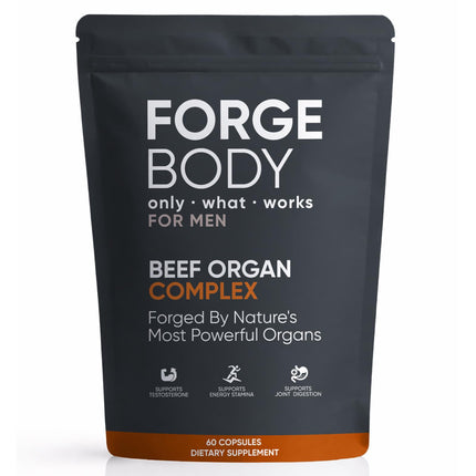 KXVUDE Forgebody Beef Organ Complex Capsules, Grass Fed & Pasture Raised - Total Body Wellness & Performance, Immune Support, Gluten-Free, Non-GMO, 60 Count (1)