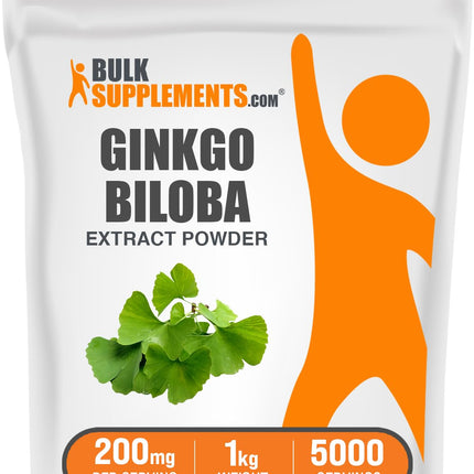 BulkSupplements.com Ginkgo Biloba Extract Powder - from Ginkgo Biloba Leaf, Antioxidant Source, Herbal Supplement - Gluten Free, 200mg per Serving, 1kg (2.2 lbs) (Pack of 1)