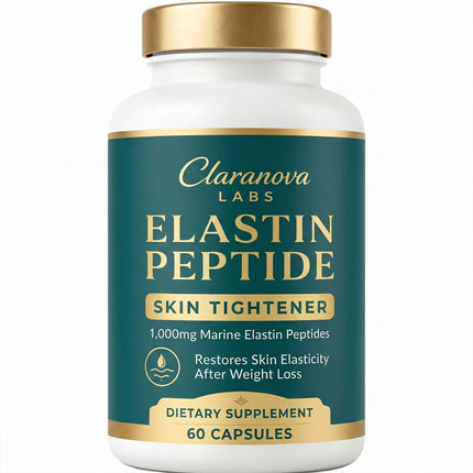 Claranova Labs Elastin Peptides, Marine Protein Complex, 1,000mg Per Serving, Skin Elasticity Support, 60 Capsules