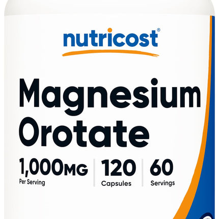 Nutricost Magnesium Orotate Capsules 1000mg, 120 Caps - 60 Servings, 500mg Per Capsule, Non-GMO, Gluten Free