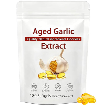 Louma NuvaPure Aged Garlic - 7500mg Odorless, Lumine Aged Garlic Extract, Non-GMO - 180 Softgels