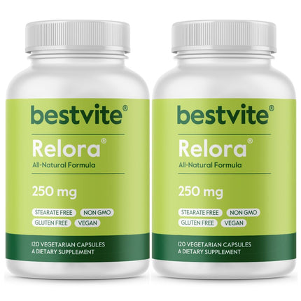 BESTVITE Filler-Free Relora 250mg (240 Vegetarian Capsules) (120 x 2) – Clinically Researched – No Stearates – Vegan – No Fillers – Supports the Management of Occasional Stress*