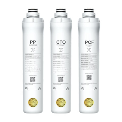 Bluevua Official RO100ROPOT 1-Year Replacement Filter Set, Pack of 1 PP Filter and 1 CTO Filter and 1 PCF Filter