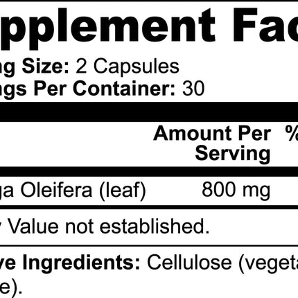 Moringa Powder Capsules - 800mg of Pure Nutrient-Rich Moringa Powder - A Natural Green Antioxidant Superfood - Rich in Essential Vitamins & Amino Acids for Overall Wellness